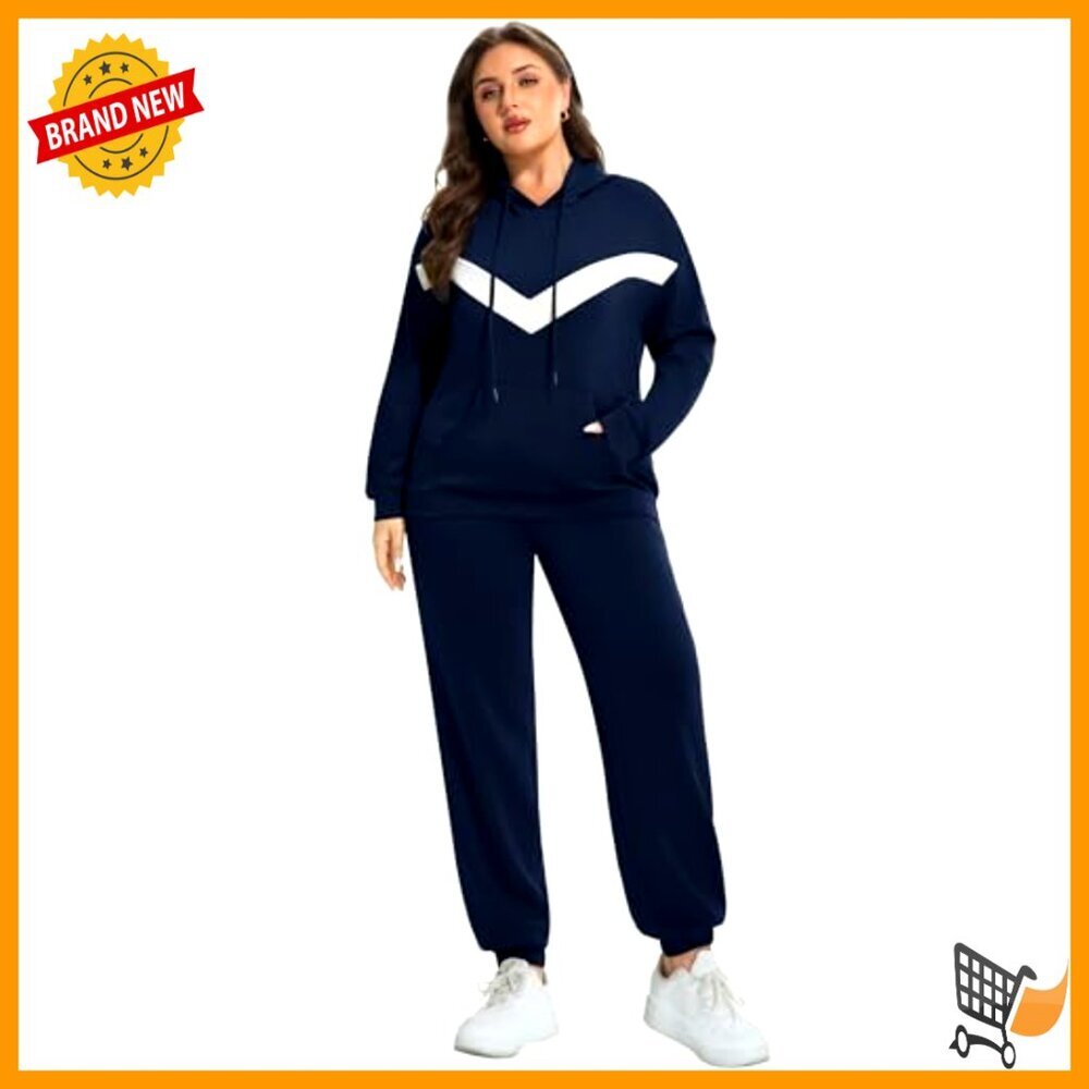 Oversized Lounge Set Soft Stretchy Tracksuit Hoodie Sweatpants Chic Casual - Picture 2 of 7